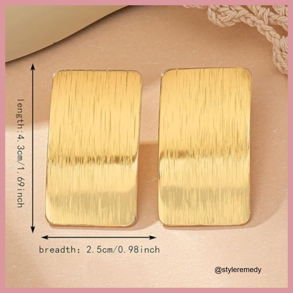 Chunky Geometric Rectangle Drop Earrings Gold Sil… - image 3